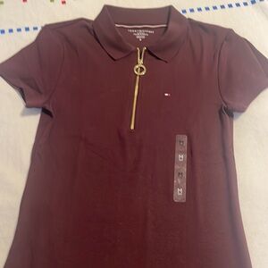 Tommy Hilfiger Women's Burgundy Polo Top